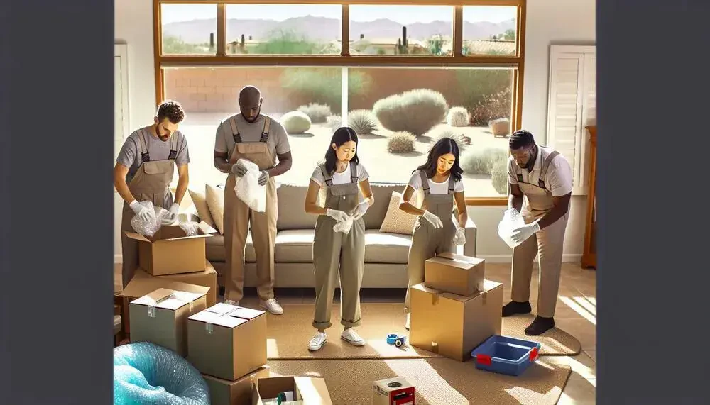 A Group Of Professional Movers Packing Belongings In Palm Desert, CA
