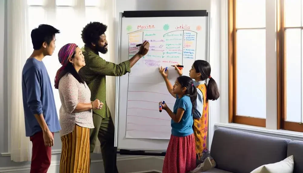 Family Creating A Moving Checklist On A Whiteboard Placentia, CA