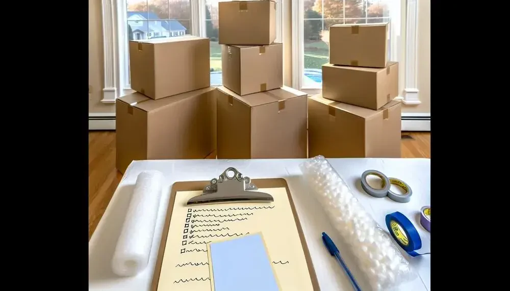 Stack Of Moving Boxes And Packing Materials Connecticut