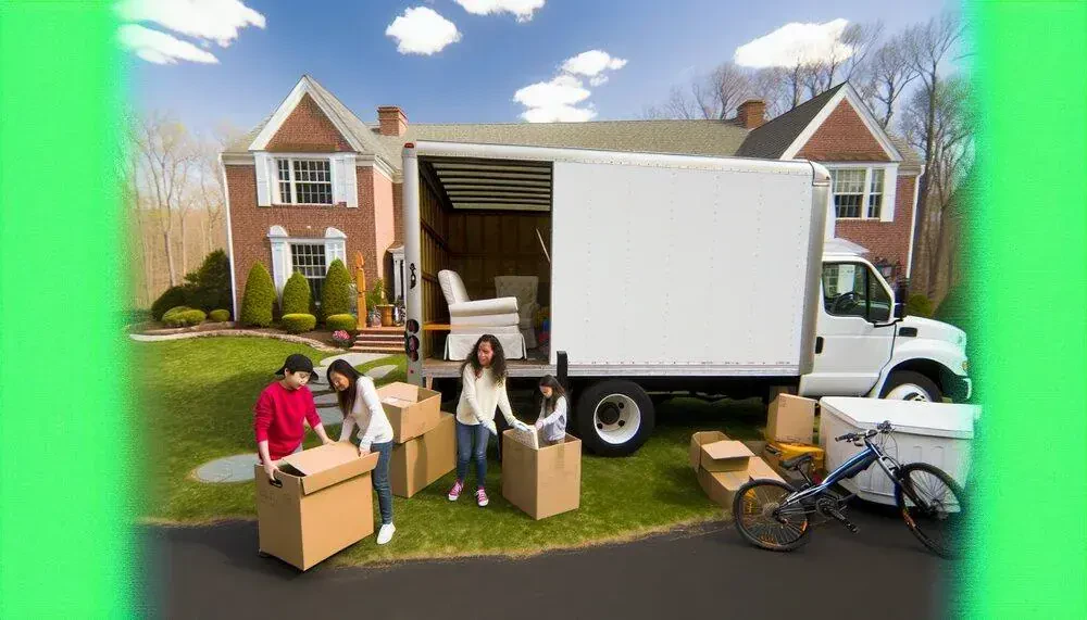 Family Loading Belongings Into A Moving Truck For Interstate Move Connecticut