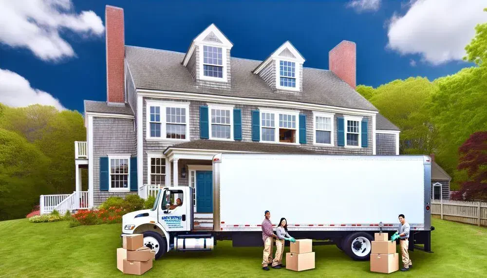 Moving Company Truck Parked In Front Of A House Massachusetts