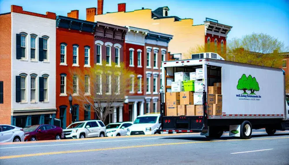 Moving Truck On A Street In Richmond, VA
