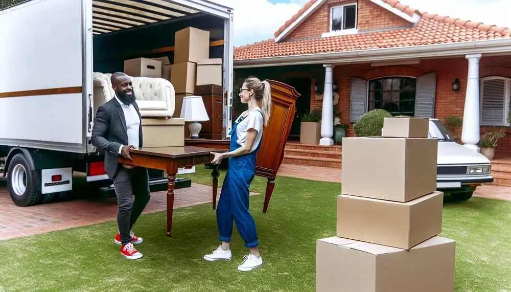Professional Movers Carrying Furniture During A Local Move Wyoming