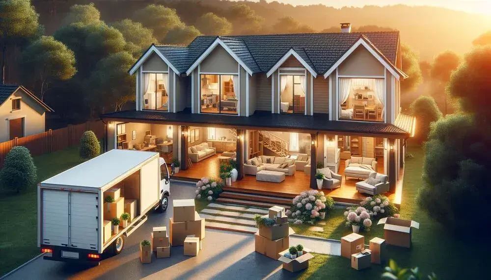 Moving Boxes And Furniture In A Four Bedroom House Georgia