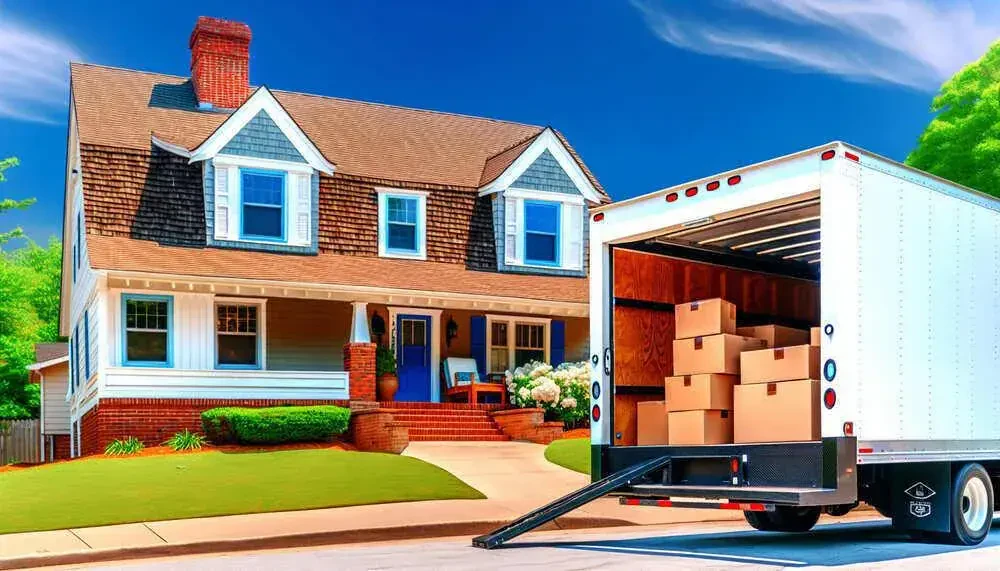 A Moving Truck Parked In Front Of A House Knoxville, TN