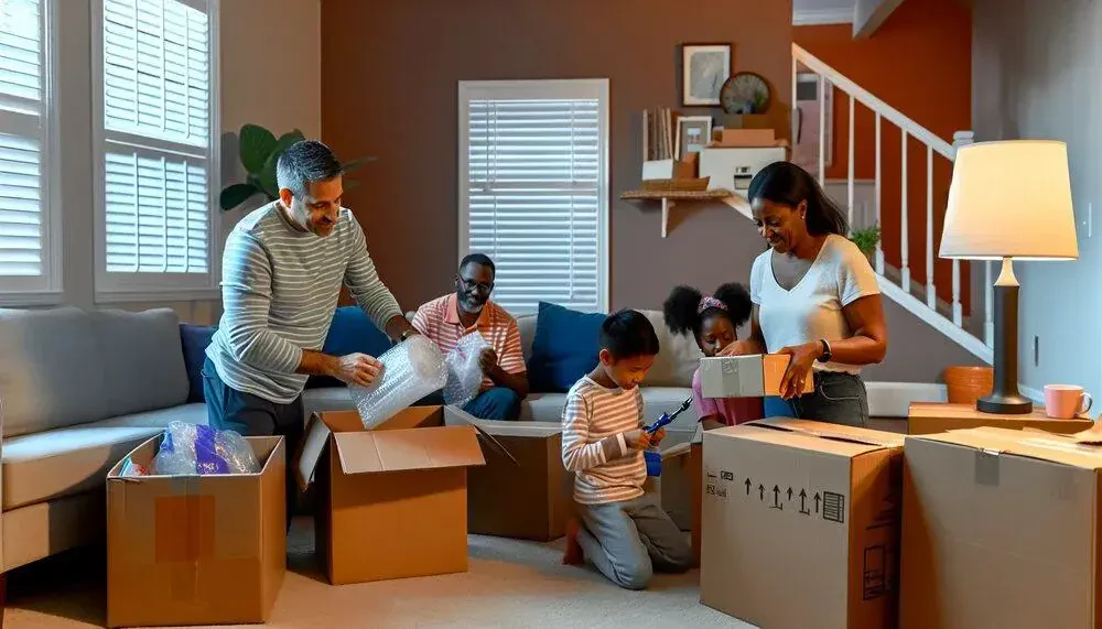 Family Packing Boxes For A Long-distance Move North Carolina