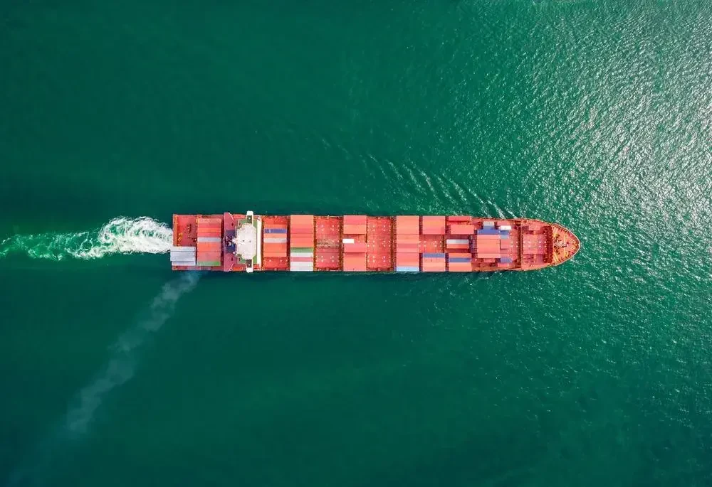 Ocean vessel with full container loads of household items and personal items