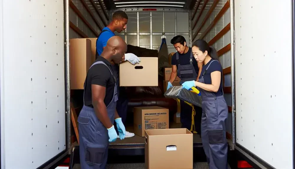 Moving Company Staff Unloading Items From A Truck Des Moines, IA
