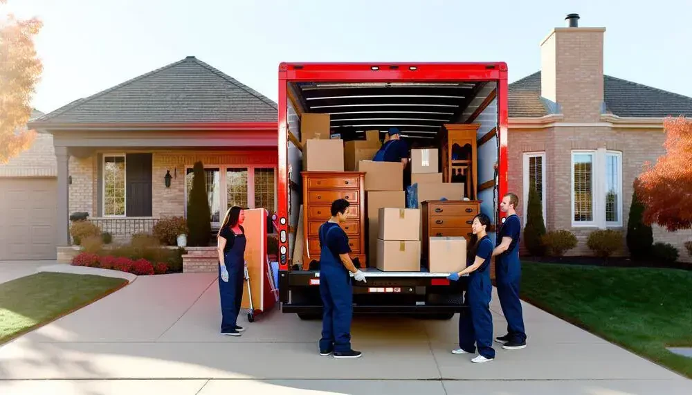 Moving Company Truck Transporting Belongings Des Moines, IA