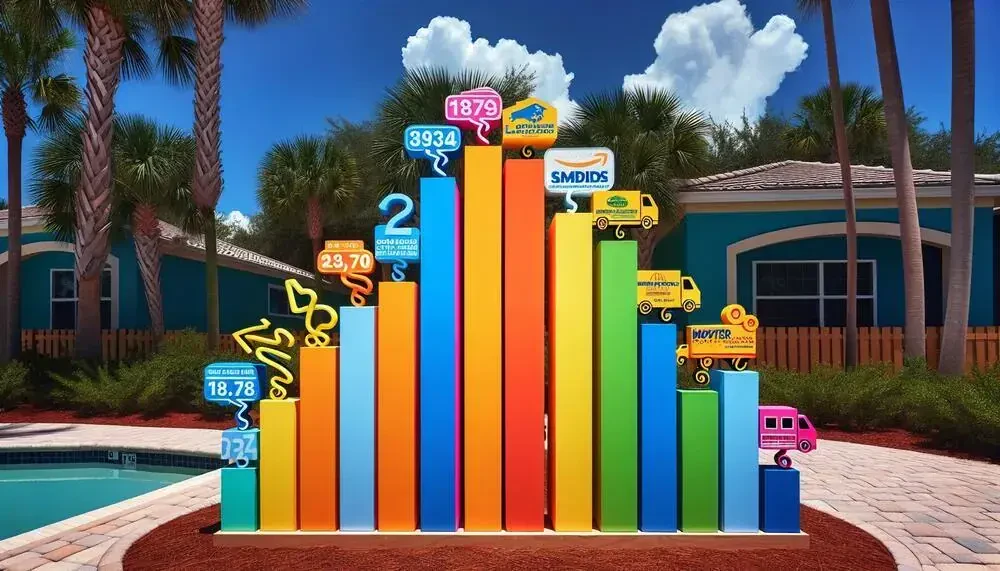 Stack Of Moving Boxes With 'cost Of Movers Florida' Written On Them Florida