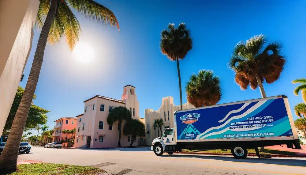 Moving Truck On A Sunny Florida Street