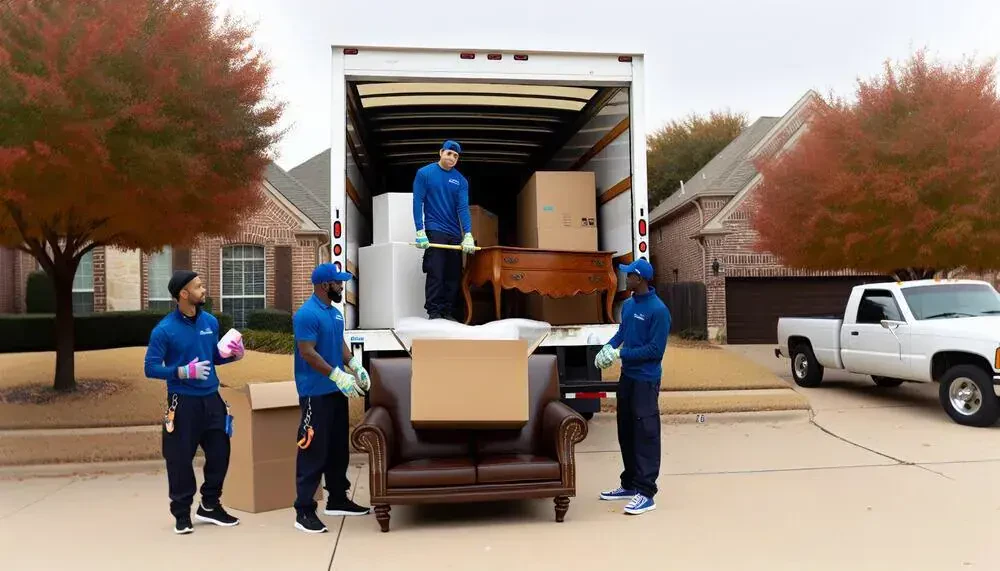 Movers Unloading Furniture From A Truck Garland, TX