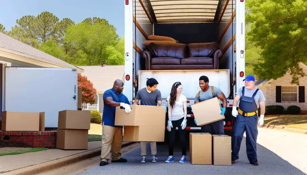 Movers Loading A Truck Huntsville, AL - moving household items to a destination hundreds of kilometers away - Three Movers, Murray Moving