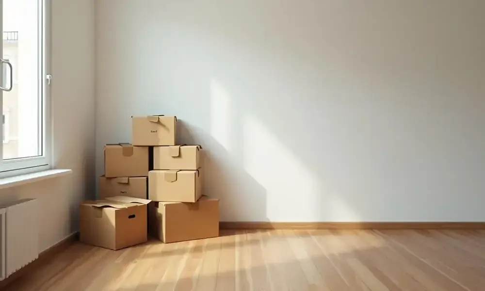 Mover taping a cardboard box shut