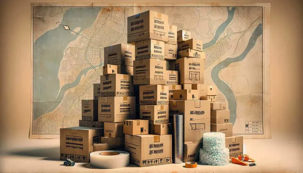 A Stack Of Moving Boxes And Packing Supplies Knoxville, TN