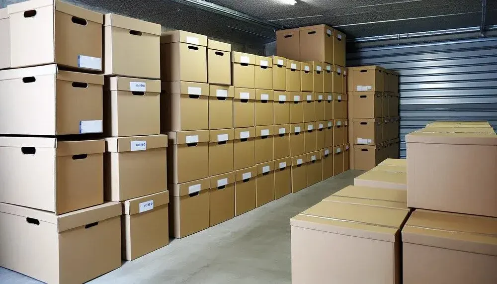 Stack Of Moving Boxes In A Storage Unit Michigan