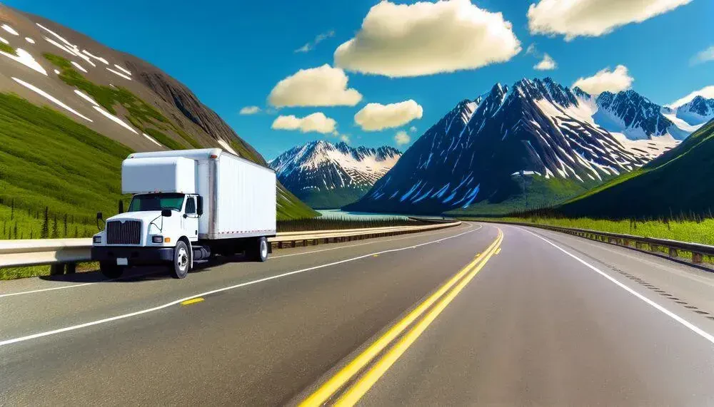 Moving Truck On A Highway Alaska