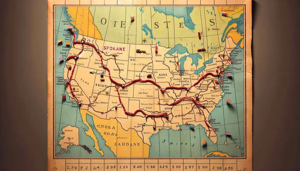 Interstate Moving Route Map Spokane, WA