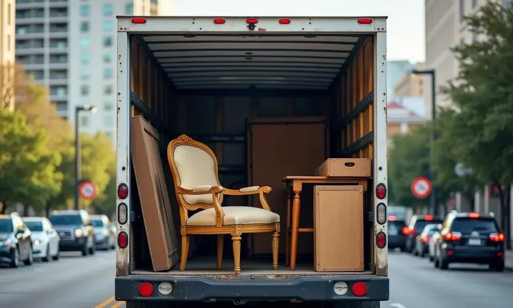 Moving truck with a single chair loaded