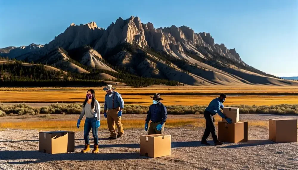 Movers Navigating Through Wyoming's Natural Landscape