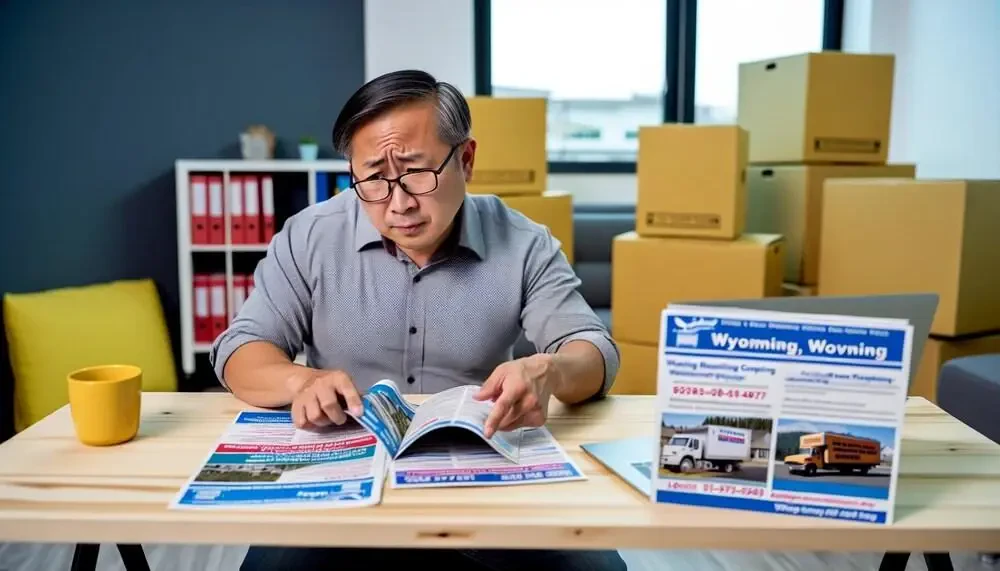 Customer Reviewing Moving Company Options In Wyoming